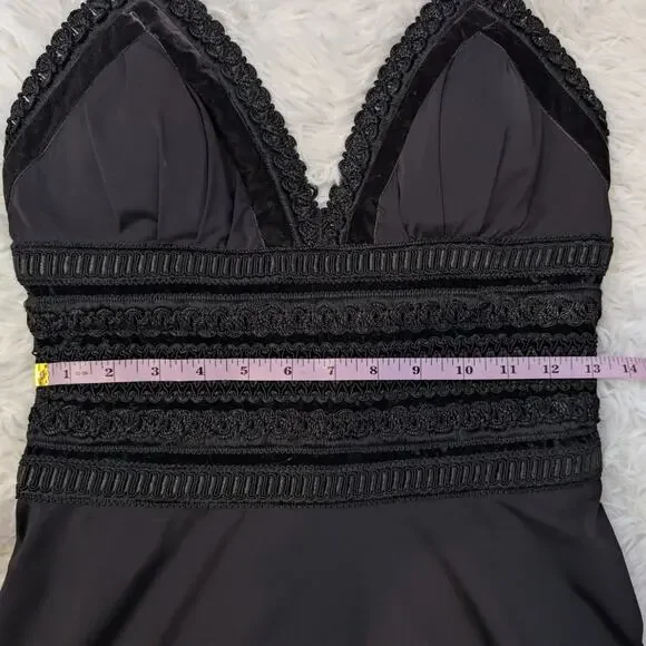 White House Black Market Black Halter Dress Lace Waist Size 4 - Picture 8 of 16